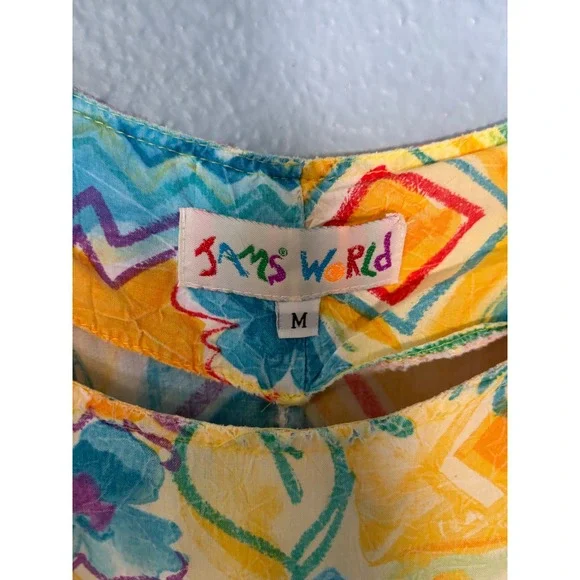 Vintage Jams World Hattie Sailboat Geometric Floral Dropwaist Dress Mini Medium - Picture 2 of 8